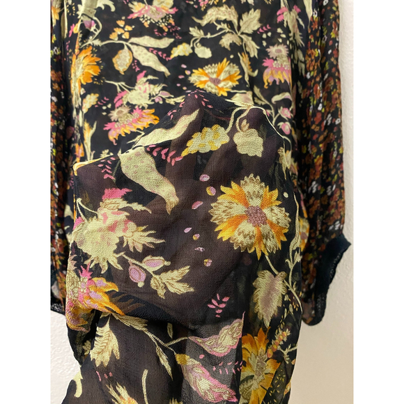 ulla popken black floral bohemian crochet kaftan top size L - Picture 3 of 7